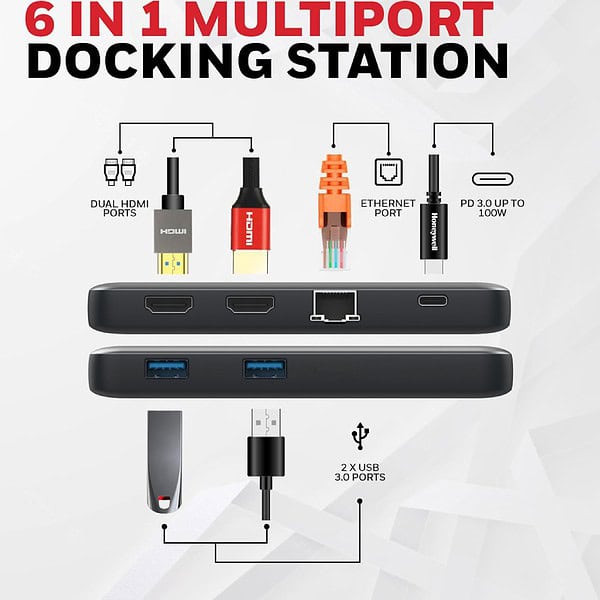 Honeywell 6 in 1 Type C Docking Station4 min - LXINDIA.COM