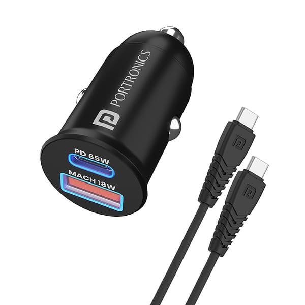 Portronics Car Power 65 Fast Car Charger - LXINDIA.COM