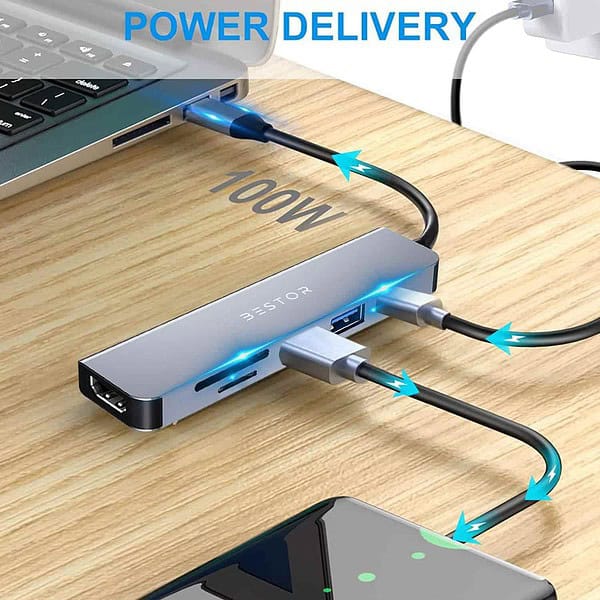 BESTOR 6 in 1 USB C Hub1 min - LXINDIA.COM