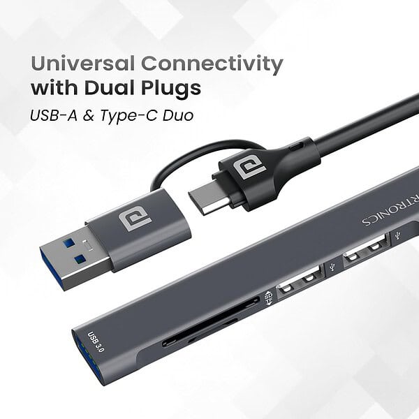 Portronics Mport 31 Plus USB 3.0 Hub 5 in 1 - LXINDIA.COM