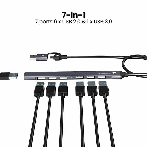 Portronics Mport 7 USB Hub 7 in 11 - LXINDIA.COM