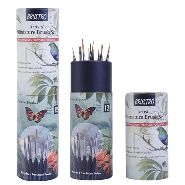 BRUSTRO Artists Miniature Precision Brushes Set of 12 - LXINDIA.COM