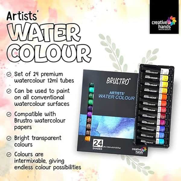 BRUSTRO Artists Watercolour Set of 24 Colours X 12ML Tubes 1 - LXINDIA.COM