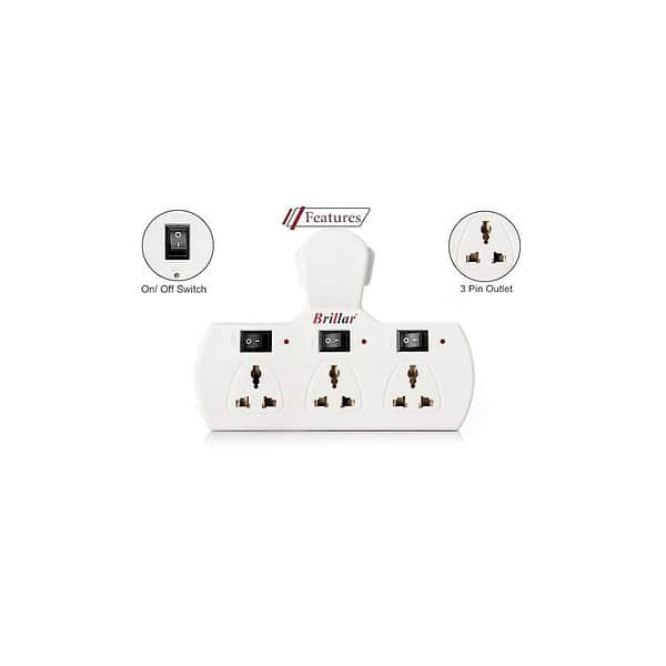 Brillar Multiplug Extension Board With 3 Sockets1 2 - LXINDIA.COM