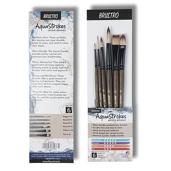 Brustro AquaStrokes Artist Brushes Set of 6 1 - LXINDIA.COM