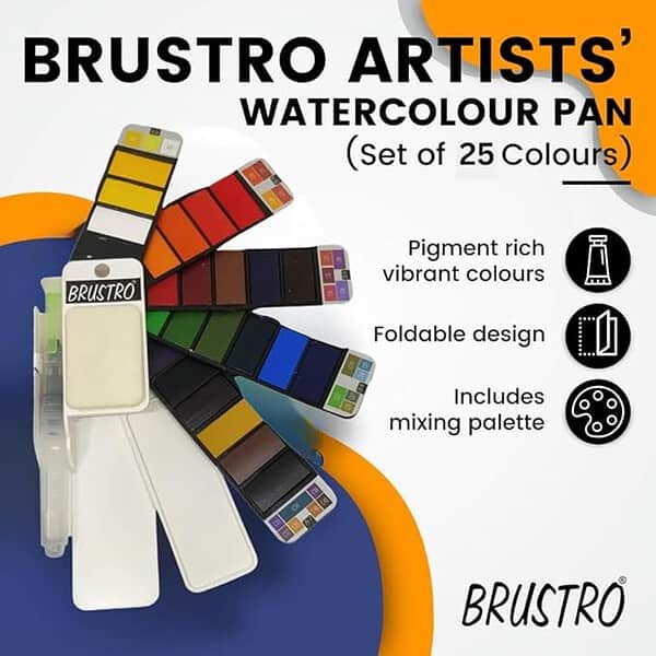 Brustro Artists Watercolour Paint Pan Set of 25 1 - LXINDIA.COM