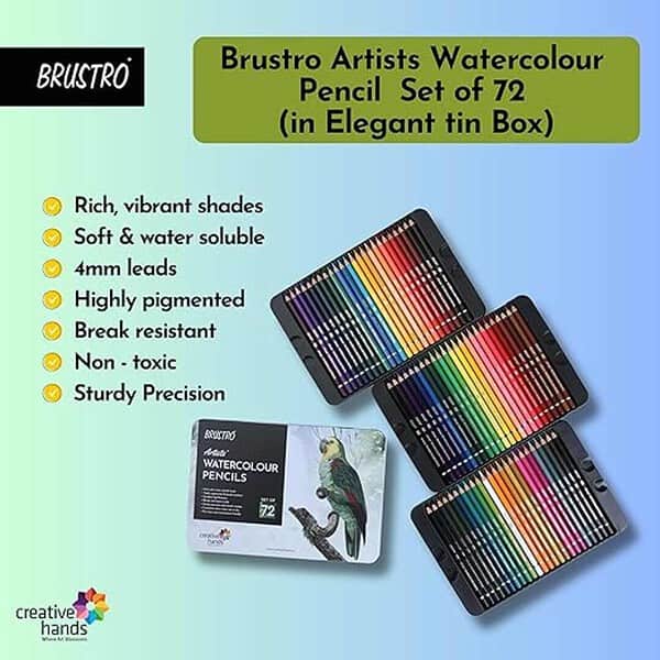 Brustro Artists Watercolour Pencil Set of 72 tin Box 1 - LXINDIA.COM