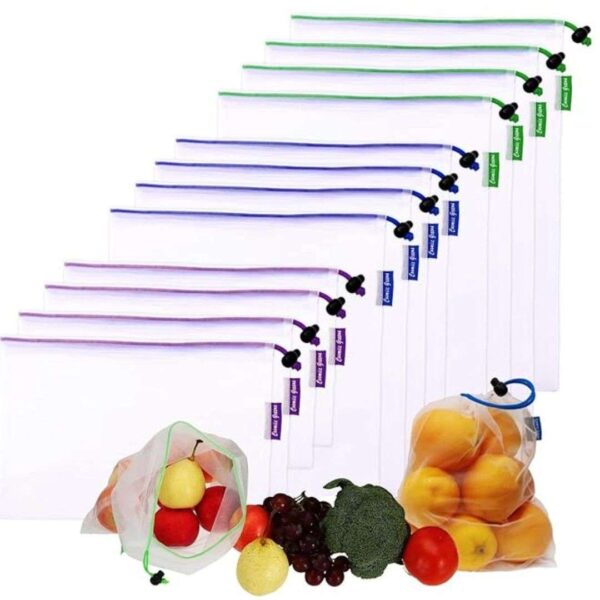 COSMIIC GREENS 12 Pc Pack S 4 M 4 L 4 Reusable Vegetable Storage Fridge Bags Of 3 Sizes 3 - LXINDIA.COM