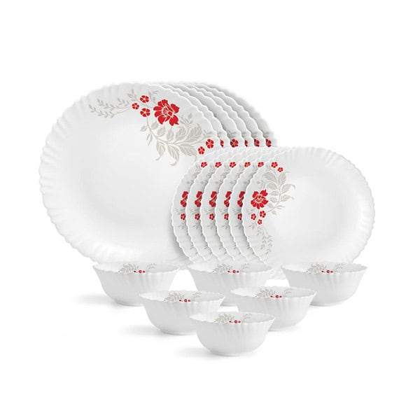 Cello Opalware Dazzle Series Scarlet Bliss Dinner Set - LXINDIA.COM