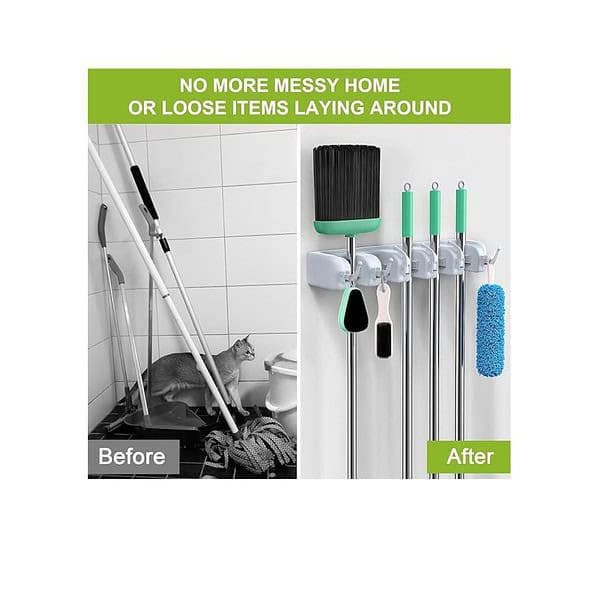 Chillyfit Broom Holder Wall Mounted mop Holder for Wall Broom Stick Holder Wall Mounted Stand 3 - LXINDIA.COM