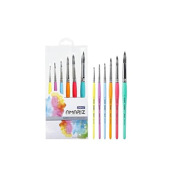 DOMS AMARIZ Candy Brush Round Set of 6 - LXINDIA.COM