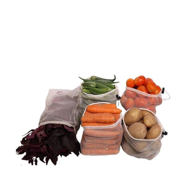 DecorDazz Vegetables Fruits Storage Bags for Fridge Non Toxic Eco Friendly Pull String Bags100 Cotton Cloth Mesh Net Bag 1 - LXINDIA.COM