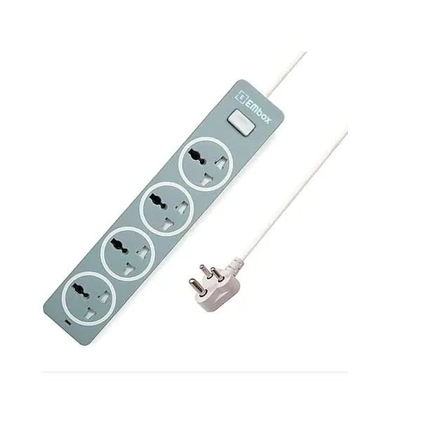 EMBOX 10A Extension Board with Master Switch Extension Cord with 4 Universal Sockets Grey5 Meter Cable - LXINDIA.COM