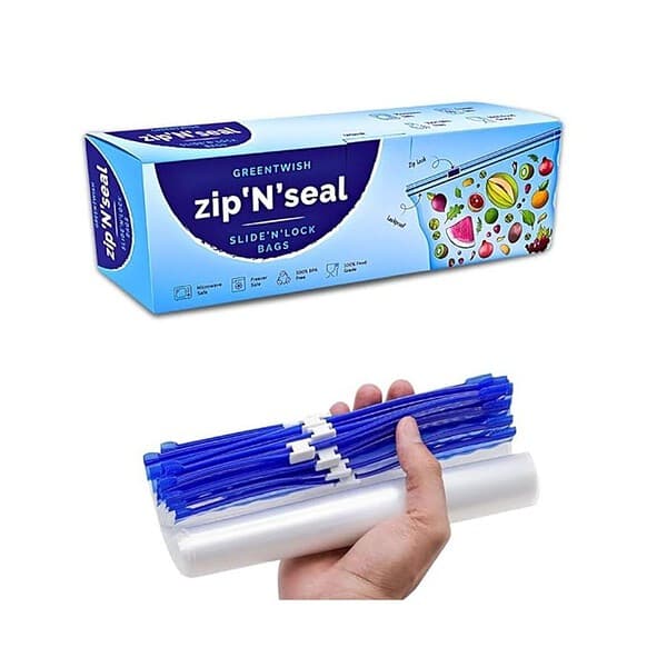 GREENTWISH Zip N Seal Slider Zip Lock Bags Food Vegetable Fridge Storage Bags Free Reusable LDPE Transparent Bags - LXINDIA.COM