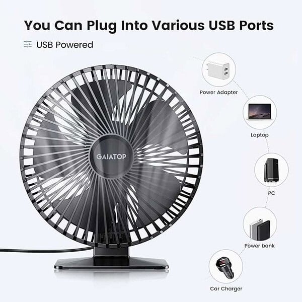 Gaiatop Small Table Fan with Black leaf 1 - LXINDIA.COM