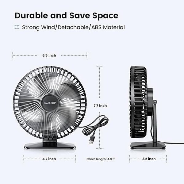 Gaiatop Small Table Fan with Black leaf 2 - LXINDIA.COM