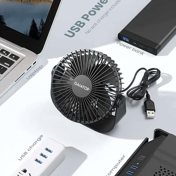 Gaiatop USB Desk Fan 3 Speeds Portable Small Fan with Strong AirflowTable Fan Black 2 - LXINDIA.COM