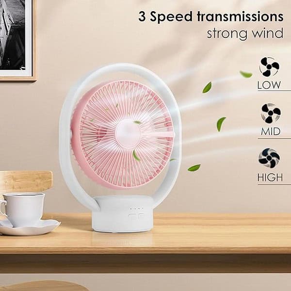 Gesto Table Fan High Speed With Led light White1 - LXINDIA.COM