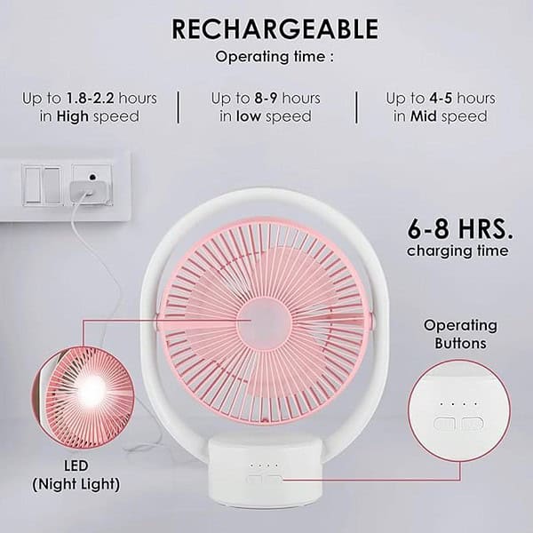 Gesto Table Fan High Speed With Led light White2 - LXINDIA.COM