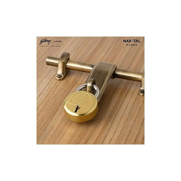 Godrej navtal 6 levers 3 Keys Brass Finish Padlock 33 - LXINDIA.COM