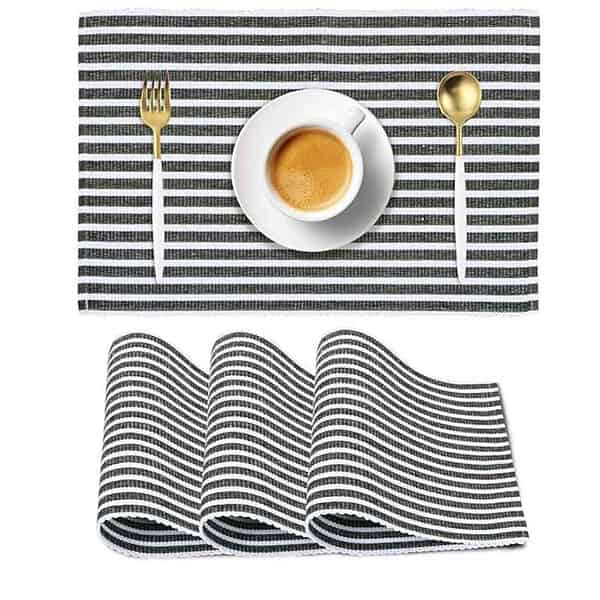 HOKIPO Ribbed Cotton Heat Resistance Mats Set of 4 8x12 Inches Grey1 - LXINDIA.COM