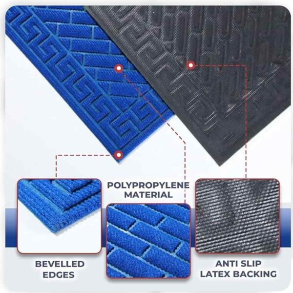 HOKIPO polypropylene floor mat 45X75cmBlue3 - LXINDIA.COM