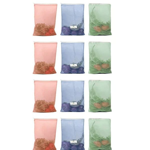 HomeStrap Reusable Mesh Fridge Storage Bags for Fruits and Vegetables Multicolour Set of 12 - LXINDIA.COM