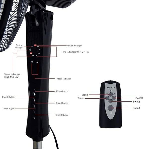 IBELL WINDP10 Pedestal Fan with Remote Black1 - LXINDIA.COM