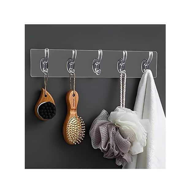 JIALTO 1 Pcs 6 in 1 Self Adhesive Heavy Duty Wall Hook No Drilling for Bathroom Shower Kitchen - LXINDIA.COM