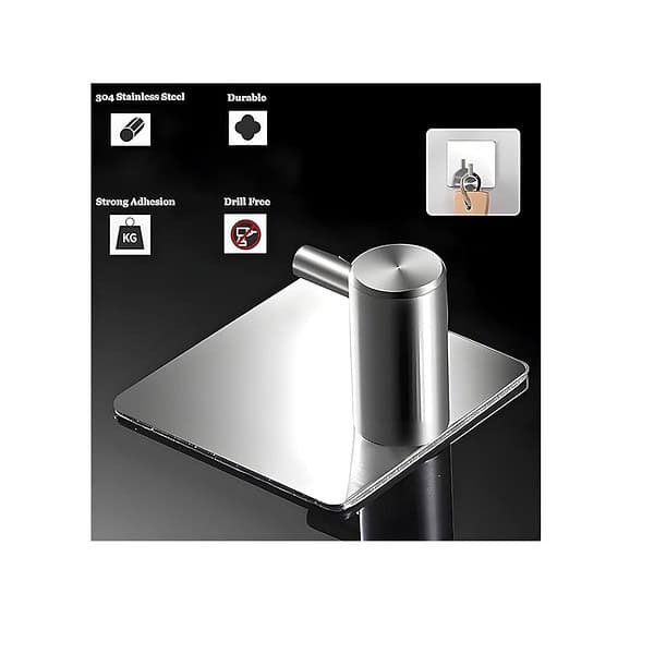 JIALTO 5 pcs Waterproof Stainless Steel Adhesive Hooks Square Silver 2 - LXINDIA.COM