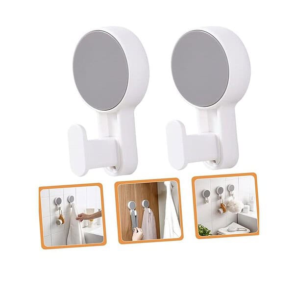 JIALTO Self Adhesive Wall Mounted Towel Hanger Sticky Hook 2 White and Grey Strong Hook - LXINDIA.COM