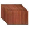 Kuber Industries PVC Mat Wooden Print Set of 6 Brown 1 - LXINDIA.COM