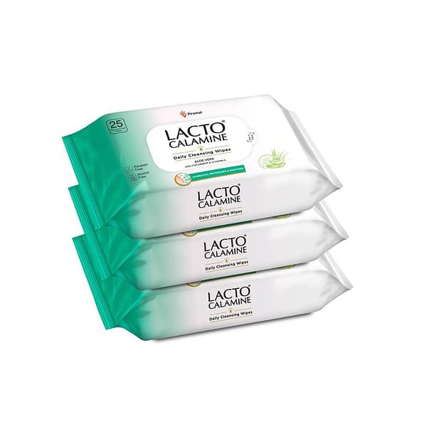 Lacto Calamine Daily Cleansing Aloe Vera Cucumber and Vitamin E Facial Wet Wipes - LXINDIA.COM