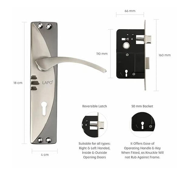 Lapo Handles Mortise Door Lock with Door Handles 1 - LXINDIA.COM