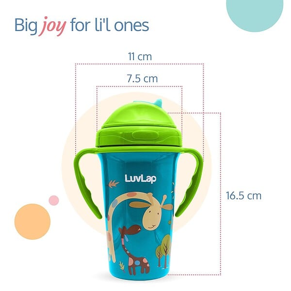 LuvLap Tiny Giffy Sippy Cup300 ml Green B - LXINDIA.COM