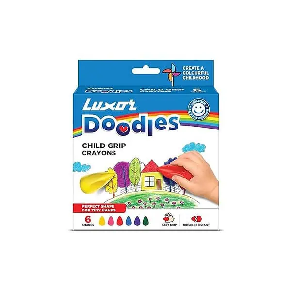 Luxor Doodles Child Grip Crayons 6 Assorted Crayons - LXINDIA.COM