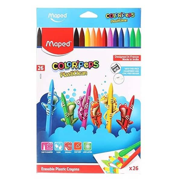 Maped ColorPeps PlastiClean Erasable Plastic Crayons Set - LXINDIA.COM