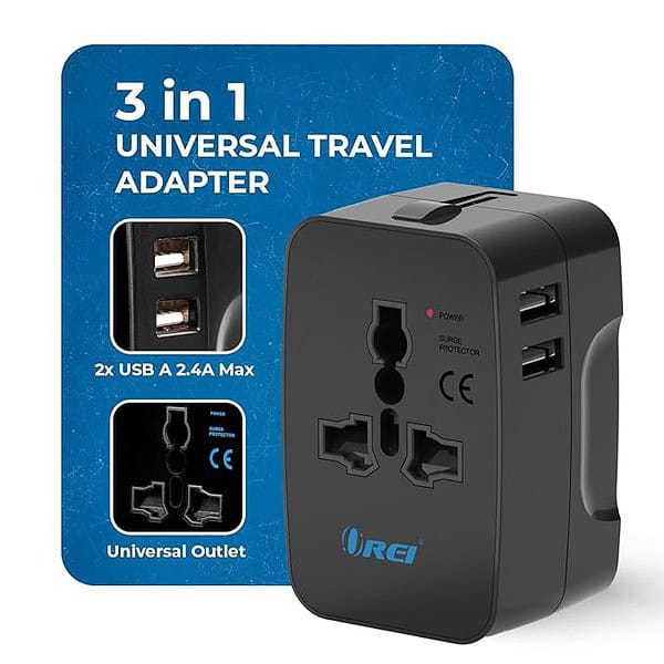 Orei Universal Travel Adapter 3 in 1 B - LXINDIA.COM