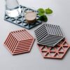 Pepplo Trivet Large Triangle Line Mix Mats ‎Red Blue and Grey - LXINDIA.COM