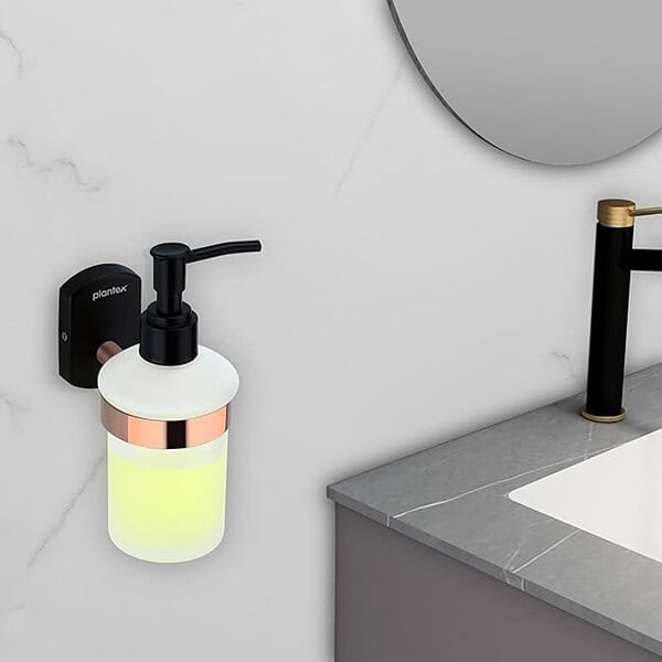 Plantex Stainless Steel Shampoo Dispenser Parv Rose Gold and Black1 - LXINDIA.COM