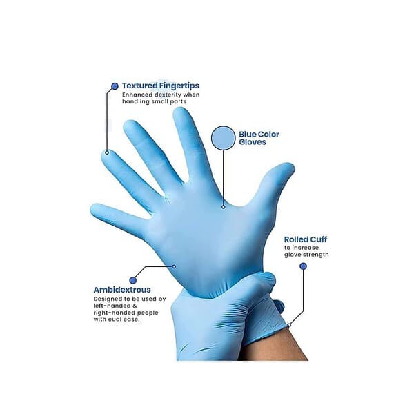 Powder Free Hand Gloves for Kitchen Blue A - LXINDIA.COM