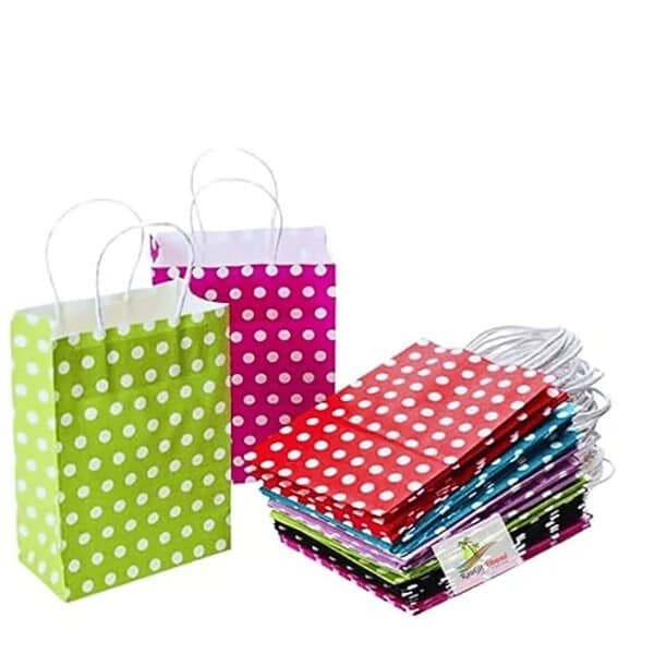 RanGit Bhumi Gift Bags 12pcs Polka Dots Paper Bags 8x10x4 inch Party Favor Goodie Bags - LXINDIA.COM