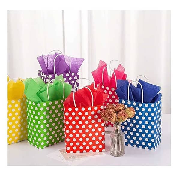 RanGit Bhumi Gift Bags 12pcs Polka Dots Paper Bags 8x10x4 inch Party Favor Goodie Bags 2 - LXINDIA.COM