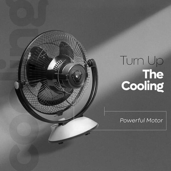 SUMMERCOOL Table Fan 300mm 12 inch Rotary White Black 1 - LXINDIA.COM