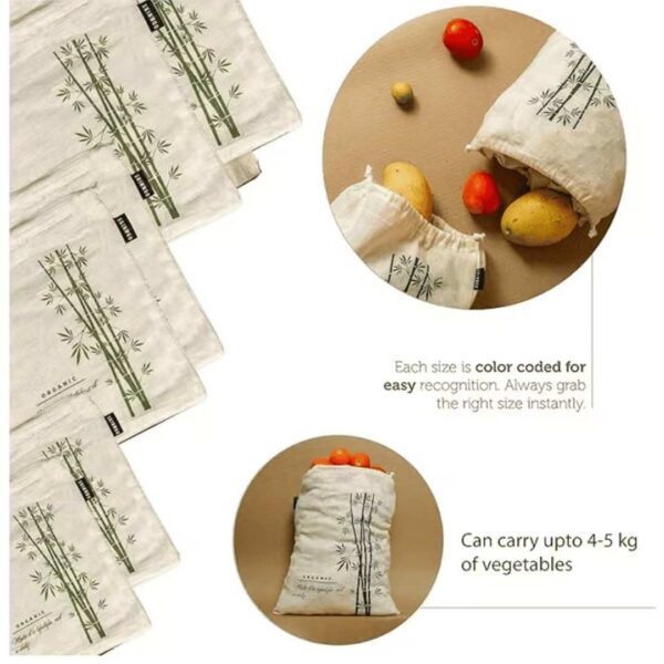 Skinwoo 100 Cotton Set of 10 Reusable Fridge Storage Bags 10x13 Inches 2 - LXINDIA.COM