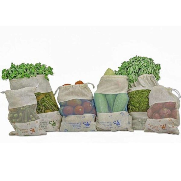 Skinwoo Organic Cotton Reusable Vegetable Bag for Fridge Eco Friendly Storage Bags Perfect for Fruits Vegetables Pulses 1 - LXINDIA.COM