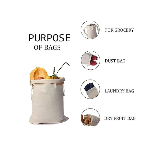 TAKIVA Cotton Muslin Reusable Fridge Storage Bags Set Of 8 And Multipurpos Washable Drawstring and Eco Friendly Bags 1 - LXINDIA.COM