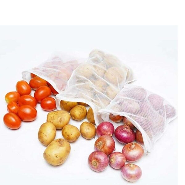 Tidy Fox Net Bag for Vegetable Storage in Fridge Fruits Organizer Multi Size White - LXINDIA.COM