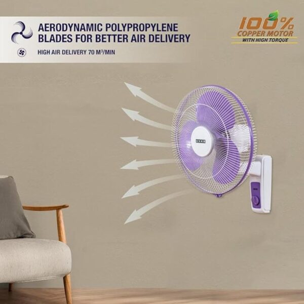 USHA Maxx Air 400MM High Speed Wall Fan Purple White2 - LXINDIA.COM