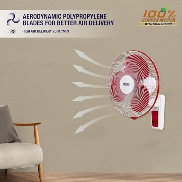 USHA Maxx Air 400MM High Speed Wall Fan Red White1 - LXINDIA.COM